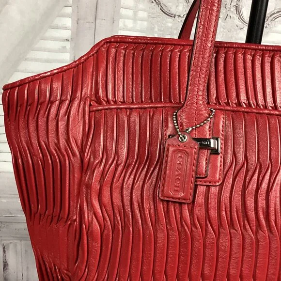 Coach Taylor Gathered Leather Alexis Carryall Tote Red NWT - Picture 5 of 16